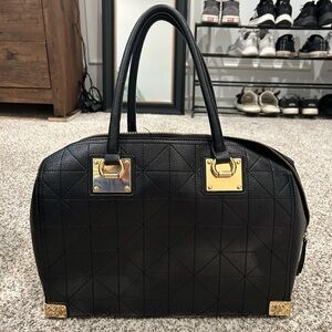 Aldo Large Black Leather Shoulder Purse With Gold Hardware EUC